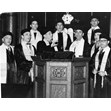 Cantor Zigelman and choir, Hebrew Men of England Synagogue, Toronto, 1954. Ontario Jewish Archives, Blankenstein Family Heritage Centre, item 6128.|